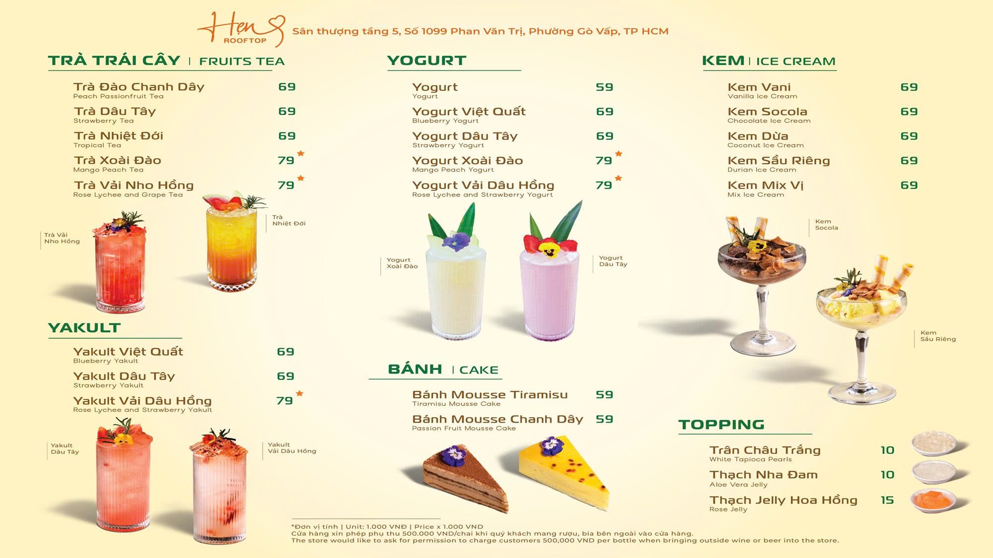 Hẹn Rooftop Menu